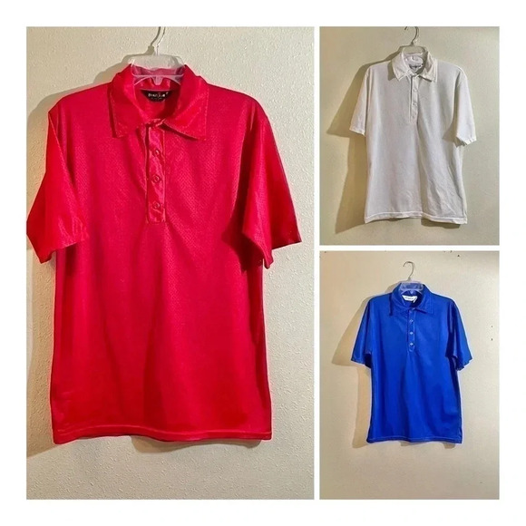 Vtg Spanjian LOT of 3 Size M Athletic Sports Phys Ed PE Shirts Red White Blue - Picture 1 of 11